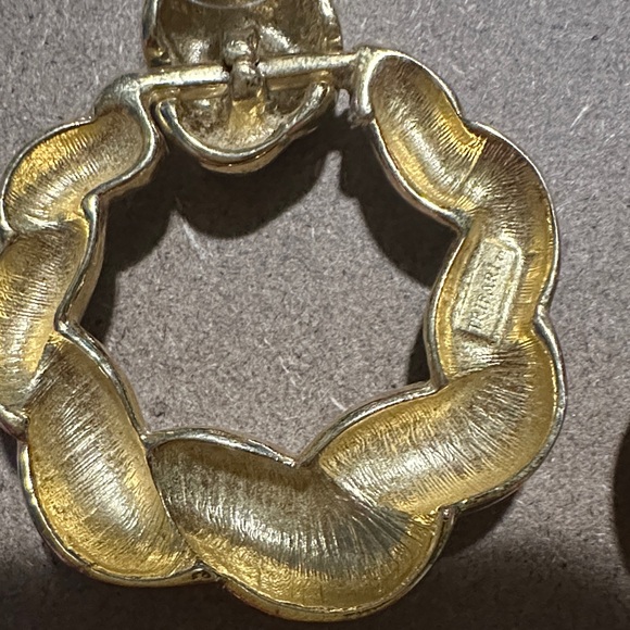 Trifari Gold Twisted Hoop Earrings - Picture 2 of 3